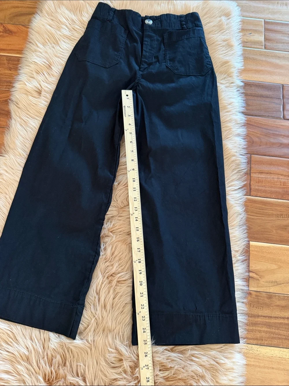 Maeve The Colette Cropped Wide-Leg Pants Women’s Black Stretch Linen Blend Sz 27 - Picture 6 of 12